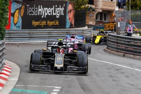 Kevin Magnussen Rich Energy Haas F1 Team ahead of Sergio Perez SportPesa Racing Point F1 Team and Nico Huelkenberg Renault F1 Team , Grand Prix of Monaco 2019, Motorsport, Formula 1, 26 05 2019, Grand Prix of Monaco 2019, Motorsport, Formula 1, 26 05 2019 Copyright: xEIBNER AlexanderxNeisx EP_ANS