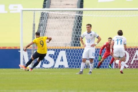 26.05.2019 Bydgoszcz Pilka nozna Mistrzostwa Swiata U20, faza grupowa, Ekwador U20 - Wlochy U20 N z Leonardo Campana Foto Adam Starszynski PressFocus 26.05.2019 Bydgoszcz Football FIFA World Cup, WM, Weltmeisterschaft, Fussball under 20, group stage, Ecuador U20 - Italy U20 Leonardo Campana Credit Adam Starszynski PressFocus NEWSPIX.PL --- Newspix.pl  20190526PF_AS092