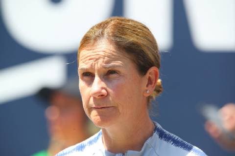 HARRISON, NJ - MAY 26: The United States of America Womens Soccer team head coach Jill Ellis on the bench prior to the game between the United States of America versus Mexico Womens Soccer game at Red Bull Arena on May 26, 2019 in Harrison, NJ. (Photo by Rich Graessle Icon Sportswire) SOCCER: MAY 25 Women s - USA v Mexico Icon1905261295