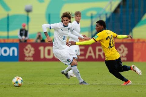 26.05.2019 Bydgoszcz Pilka nozna Mistrzostwa Swiata U20, faza grupowa, Ekwador U20 - Wlochy U20 N z Andrea Colpani, Gonzalo Plata Foto Adam Starszynski PressFocus 26.05.2019 Bydgoszcz Football FIFA World Cup, WM, Weltmeisterschaft, Fussball under 20, group stage, Ecuador U20 - Italy U20 Andrea Colpani, Gonzalo Plata Credit Adam Starszynski PressFocus NEWSPIX.PL --- Newspix.pl  20190526PF_AS158