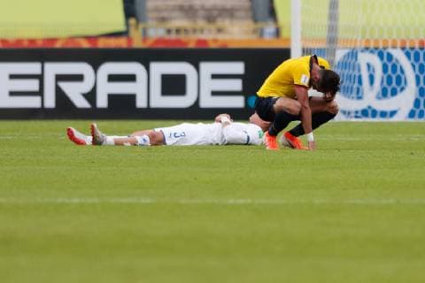 26.05.2019 Bydgoszcz Pilka nozna Mistrzostwa Swiata U20, faza grupowa, Ekwador U20 - Wlochy U20 N z Alessandro Tripaldelli, Leonardo Campana Foto Adam Starszynski PressFocus 26.05.2019 Bydgoszcz Football FIFA World Cup, WM, Weltmeisterschaft, Fussball under 20, group stage, Ecuador U20 - Italy U20 Alessandro Tripaldelli, Leonardo Campana Credit Adam Starszynski PressFocus NEWSPIX.PL --- Newspix.pl  20190526PF_AS166