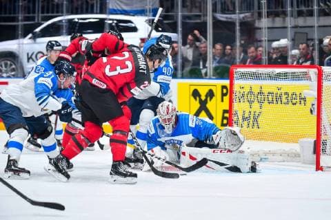 Eishockey WM, Finale, Kanada - Finnland 2019.05.26 Bratyslawa Hokej IIHF Mistrzostwa Swiata Slowacja 2019 Elita Final Kanada - Finlandia N z Sam Reinhart Foto Pawel Andrachiewicz PressFocus 2019.05.26 Bratislava Ice hockey, Eishockey IIHF Ice Hockey World Championship, WM, Weltmeisterschaft Final Canada - Finland Sam Reinhart Credit: Pawel Andrachiewicz PressFocus NEWSPIX.PL --- Newspix.pl  20190526_PF_PA218