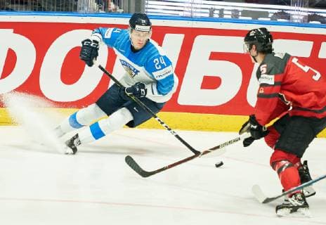 Kaapo KAKKO, FIN 24 compete, fight for the puck against Aaron EKBLAD, CAN 5 CANADA - FINLAND Kanada - Finnland FINAL IIHF Ice hockey, Eishockey WORLD CHAMPIONSHIPS in Bratislava, Slovakia, Slowakei, May 26, 2019, Season 2018 2019, Photographer: Peter Schatz
