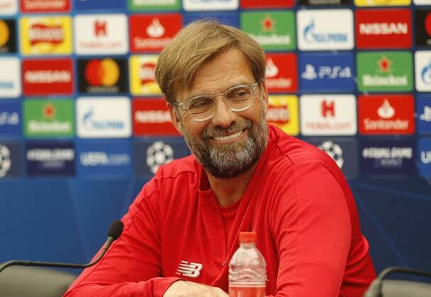 Sport Bilder des Tages 28th May 2019, Melwood Training Ground, West Derby, Liverpool, England; Liverpool FC training and press conference, PK, Pressekonferenz before their UEFA Champions League final versus Tottenham Hotspur on June 1st; Liverpool manager Jurgen Klopp speaking to the media during today s press conference at the club s Melwood training ground  ActionPlus12138925 AlanxMartin