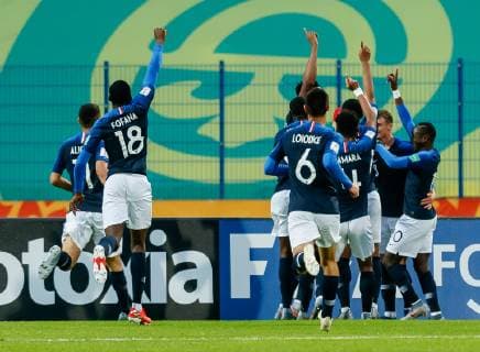 Bydgoszcz, Poland, 28 05 2019, FIFA World Cup Poland 2019, Group E, Panama France, cheering, goal celebration for Dan Zagadou FRA after the goal to 0 1 Defodi 01048 177558 Defodi-048