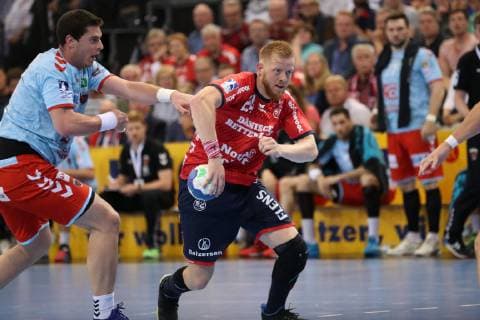 SG Flensburg Handewitt vs Fuechse Berlin, Handball, 1 Bundesliga, 29 05 19 Jim Gottfridsson SG Flensburg Handewitt, 24 against Mijajlo Marsenic Fuechse Berlin, 93 xmmkx