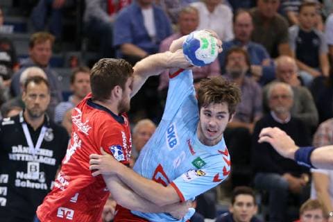SG Flensburg Handewitt vs Fuechse Berlin, Handball, 1 Bundesliga, 29 05 19 Jacob Tandrup Holm Fuechse Berlin, 06 against Johannes Golla SG Flensburg Handewitt, 04 xmmkx