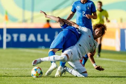 Bydgoszcz, Poland, 29 05 2019, FIFA World Cup Poland 2019, Group B, Italy Japan, Roberto Alberico ITA and Kota Yamada JPN in the total Defodi 01048 177855 Defodi-048