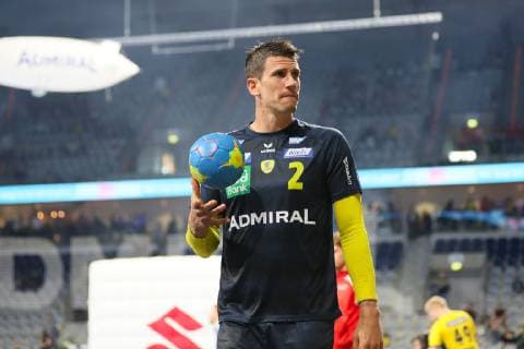 Rhein Neckar Loewen Die Eulen Ludwigshafen Mannheim, Germany 29 May 2019 Handball Bundesliga 33 Matchday, in the SAP Arena Andy Schmid Loewen , action single picture with ball