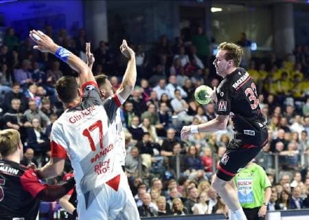 29 05 2019 Handball 1 Bundesliga DKB HBL Season 2018 2019 33 Matchday HC Erlangen Metropolitan Region Nuremberg HCE MT Melsungen OGo Felix Danner 17, MT Melsungen Nikolai Link 33, HC Erlangen HCE