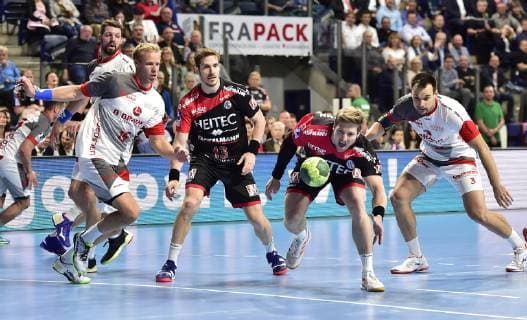 29 05 2019 Handball 1 Bundesliga DKB HBL Season 2018 2019 33 Matchday HC Erlangen Metropolitan Region Nuremberg HCE MT Melsungen OGo Nebosja Simic 16, MT Melsungen Michael Haass Haass 13, HC Erlangen HCE Jan Schäffer 25, HC Erlangen HCE Marino Maric 3, MT Melsungen