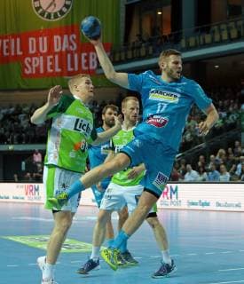 29 05 2019, xovx, Handball HBL, HSG Wetzlar TVB Stuttgart emspor, v l Anton Lindskog HSG Wetzlar , Michael Schweikardt TBV Stuttgart , Stefan Kneer HSG Wetzlar , Samuel Roethlisberger TBV Stuttgart , Aktion DFL DFB REGULATIONS PROHIBIT ANY USE OF PHOTOGRAPHS as IMAGE SEQUENCES and or QUASI VIDEO Wetzlar
