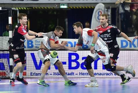 29 05 2019 Handball 1 Bundesliga DKB HBL Season 2018 2019 33 Matchday HC Erlangen Metropolitan Region Nuremberg HCE MT Melsungen OGo Nikolai Link 33, HC Erlangen HCE Simon Birkefeldt 23, MT Melsungen Petter Overby 9, HC Erlangen HCE