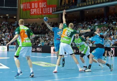 29 05 2019, xovx, Handball HBL, HSG Wetzlar TVB Stuttgart emspor, v l Stefan Kneer HSG Wetzlar , Max Haefner TBV Stuttgart , Anton Lindskog HSG Wetzlar , Olle Forsell Schefvert HSG Wetzlar , Samuel Roethlisberger TBV Stuttgart , Aktion DFL DFB REGULATIONS PROHIBIT ANY USE OF PHOTOGRAPHS as IMAGE SEQUENCES and or QUASI VIDEO Wetzlar