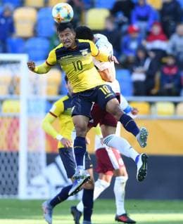 Jordan Rezabala (above) of Ecuador disputes the ball against Mexico during a group stage match for the U20 World Cup between Ecuador and Mexico at the Gosir stadium in Gdynia, Poland, 29 May 2019. EFE Adam Warzawa Ecuador - Mexico !ACHTUNG: NUR REDAKTIONELLE NUTZUNG!  Copyright: xAdamxWarzawax AME7414 20190529-636947616085483794