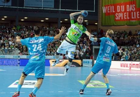 29 05 2019, xovx, Handball HBL, HSG Wetzlar TVB Stuttgart emspor, v l Lukas von Deschwanden TBV Stuttgart , Olle Forsell Schefvert HSG Wetzlar , Michael Schweikardt TBV Stuttgart , Aktion DFL DFB REGULATIONS PROHIBIT ANY USE OF PHOTOGRAPHS as IMAGE SEQUENCES and or QUASI VIDEO Wetzlar