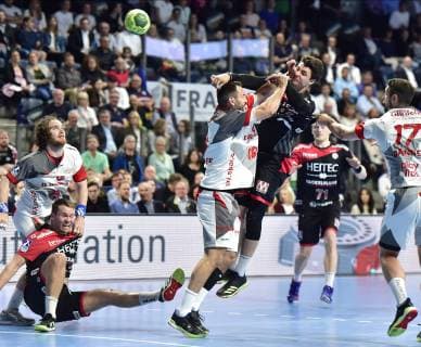29 05 2019 Handball 1 Bundesliga DKB HBL Season 2018 2019 33 Matchday HC Erlangen Metropolitan Region Nuremberg HCE MT Melsungen OGo Petter Overby 9, HC Erlangen HCE Philipp Müller Mueller 18, MT Melsungen Benedikt Kellner 17, HC Erlangen HCE