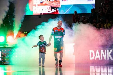 Farewell of Robert Weber 28 SC Magdeburg after 10 years during the season 2018 2019 in the 1 Handball Bundesliga Men between SC Magdeburg and SG BBM Bietigheim in the GETEC Arena on 29 May 2019 in Magdeburg, Sachsen Anhalt, Germany