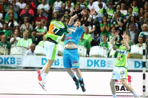 Stefan Cavor Wetzlar in duel with Simon Baumgarten Stuttgart HSG Wetzlar vs. TVB Stuttgart, Handball, 1 League, 29 05 2019 HSG Wetzlar vs. TVB Stuttgart, Handball, 1 League, 29 05 2019 Wetzlar Copyright: xWeissx Eibner-Pressefotox EP_rws