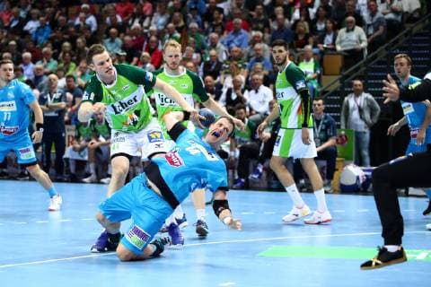 Lenny Rubin Wetzlar in duel with Simon Baumgarten Stuttgart HSG Wetzlar vs. TVB Stuttgart, Handball, 1 League, 29 05 2019 HSG Wetzlar vs. TVB Stuttgart, Handball, 1 League, 29 05 2019 Wetzlar Copyright: xWeissx Eibner-Pressefotox EP_rws