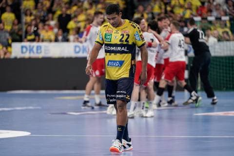 Mads Mensah Larsen RNL, 22 , disappointed about the defeat, disappointment after the final whistle, highlight, loser, lost, frustration, disappointed, pessimistic, 29 05 2019, Mannheim, handball, DKB Bundesliga, Rhein Neckar Löwen TSG Ludwigshafen Friesenheim The Owls xozx