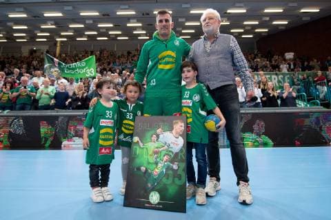 Minden, Germany 29 05 2019 1 Handball Bundesliga 2018 2019 GWD Minden vs. Bergischer HC Farewell Dalibor Doder Minden Minden North Rhine-Westphalia Germany Kampa Halle