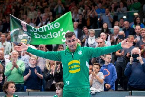 Minden, Germany 29 05 2019 1 Handball Bundesliga 2018 2019 GWD Minden vs. Bergischer HC Farewell Dalibor Doder Minden Minden North Rhine-Westphalia Germany Kampa Halle