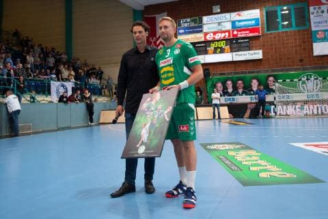 Minden, Germany 29 05 2019 1 Handball Bundesliga 2018 2019 GWD Minden vs. Bergischer HC L R Frank von Behren Sports Director Minden , Anton Mansson Minden Minden North Rhine-Westphalia Germany Kampa Halle