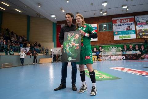 Minden, Germany 29 05 2019 1 Handball Bundesliga 2018 2019 GWD Minden vs. Bergischer HC L R Frank von Behren Sports Director Minden , Andreas Cederholm Minden VERABSCHIEDUNG Minden North Rhine-Westphalia Germany Kampa Halle