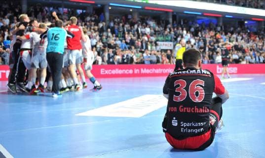 29 05 2019 Handball 1 Bundesliga DKB HBL Season 2018 2019 33 Matchday HC Erlangen Metropolregion Nürnberg HCE MT Melsungen OGo Florian von Gruchalla 36, HC Erlangen HCE disappoints disappointment after end of game