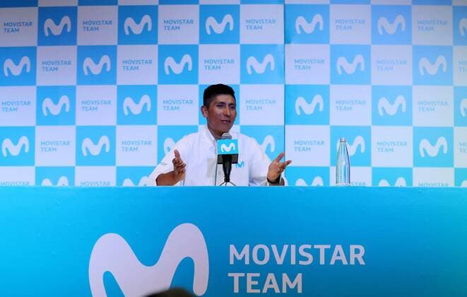 Colombian rider Nairo Quintana of the Movistar Team speaks during a press conferecen in Bogota, Colombia, 29 May 2019. Colombian rider Nairo Quintana press conference, PK, Pressekonferenz !ACHTUNG: NUR REDAKTIONELLE NUTZUNG!  Copyright: xLeonardoxMunozx AME7620 20190530-636947761778591453