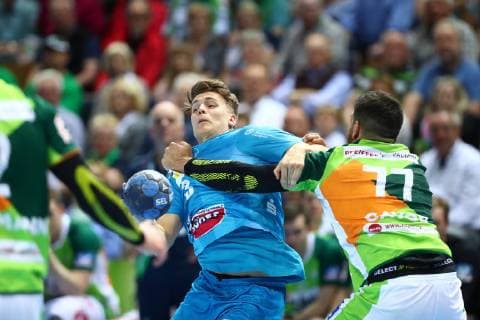 Stefan Cavor Wetzlar in duel with Max Haefner Stuttgart HSG Wetzlar vs. TVB Stuttgart, Handball, 1 League, 29 05 2019 HSG Wetzlar vs. TVB Stuttgart, Handball, 1 League, 29 05 2019 Wetzlar Copyright: xWeissx Eibner-Pressefotox EP_rws