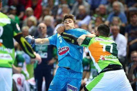 Stefan Cavor Wetzlar in duel with Max Haefner Stuttgart HSG Wetzlar vs. TVB Stuttgart, Handball, 1 League, 29 05 2019 HSG Wetzlar vs. TVB Stuttgart, Handball, 1 League, 29 05 2019 Wetzlar Copyright: xWeissx Eibner-Pressefotox EP_rws