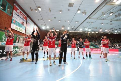 Victory celebration at Bergischer HC, TSV GWD Minden vs. Bergischer HC, Handball, 1 Bundesliga, 29 05 2019, TSV GWD Minden vs. Bergischer HC, Handball, 1 Bundesliga, 29 05 2019 Minden Copyright: xEibner-Pressefotox xJanxStrohdiekx EP_JSK