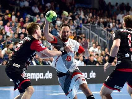 29 05 2019 Handball 1 Bundesliga DKB HBL Season 2018 2019 33 Matchday HC Erlangen Metropolregion Nuernberg HCE MT Melsungen Nikolai Link 33, HC Erlangen HCE Philipp Mueller Mueller 18, MT Melsungen HC Erlangen MT Melsungen Nuernberg Copyright: xKohringx Eibner-Pressefotox EP_akg_gold