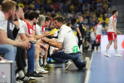 Benjamin Matschke Trainer Ludwigshafen in dialogue with his bank at the game Rhein Neckar Loewen vs Die Eulen Ludwigshafen in der 1 Handball Bundesliga am 29 02 2019, Rhein Neckar Loewen vs Die Eulen Ludwigshafen, Handball, 1 Handball Bundesliga, 29 02 2019 Mannheim Copyright: xMichaelxBermel Eibner-Pressefotox EP_mbl