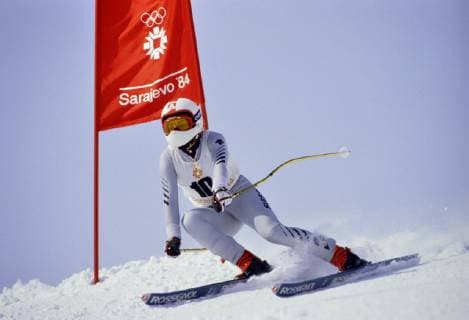 Ski Alpin Olympische Spiele 1984: WALLISER (SUI) Olympische Winterspiele Sarajevo 08-19.02.1984 Abfahrt Damen 16.02.1984 Maria WALLISER (Schweiz) Sarajevo Jugoslawien *** Alpine skiing Olympic Games 1984 WALLISER SUI Olympic Winter Games Sarajevo 08 19 02 1984 Downhill women 16 02 1984 Maria WALLISER Switzerland Sarajevo Yugoslavia 