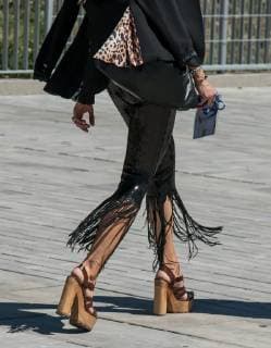 Detail of shoes and trousers - Pilar Rubio Fern?ndez (wife of Real Madrid player Sergio Ramos) - Champions League Final build up ahead of the FINAL match between Tottenham Hotspur & Liverpool on 30 May 2019 at Metropolitano Stadium (Stadium Metropolitano), Av. de Luis Aragon?s, 4, 28022 Madrid, Spain on 30 May 2019. Copyright: xAndyxRowlandx PMI-2853-0025