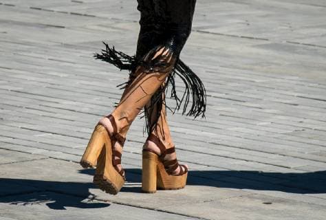 Detail of shoes - Pilar Rubio Fern?ndez (wife of Real Madrid player Sergio Ramos) - Champions League Final build up ahead of the FINAL match between Tottenham Hotspur & Liverpool on 30 May 2019 at Metropolitano Stadium (Stadium Metropolitano), Av. de Luis Aragon?s, 4, 28022 Madrid, Spain on 30 May 2019. Copyright: xAndyxRowlandx PMI-2853-0026