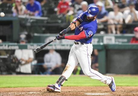 May 30, 2019: Texas Rangers right fielder Nomar Mazara 30 hits a solo home run in the bottom of the sixth inning during an MLB, Baseball Herren, USA game between the Kansas City Royals and the Texas Rangers at Globe Life Park in Arlington, TX Kansas City defeated Texas 4-2 CSM. MLB 2019: Royals vs Rangers May 30 - ZUMAcp2_ 20190530_zaf_cp2_014 Copyright: xAlbertxPenax