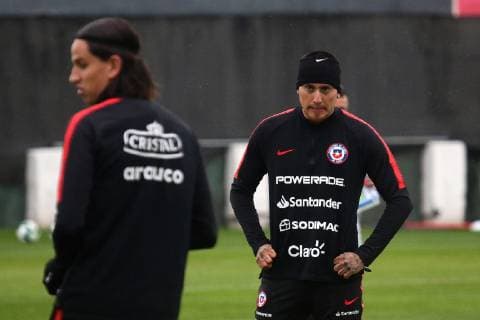 Fußball, Copa America, Nationalteam Chile Training Santiago, 31 de mayo de 2019 Futbol, entrenamiento seleccion chilena Los jugadores de la seleccion chilena son fotografiados durante el entrenamiento en Juan Pinto Duran, Santiago, Chile. 31 05 2019 Javier Salvo Photosport Football, Chile team training Chile team players are pictured during training at the Juan Pinto Duran, Santiago, Chile 31 05 2019 Javier Salvo Photosport Entrenamiento Seleccion Chilena 31 05 19 