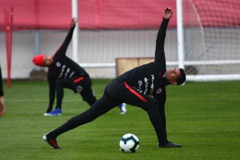 Fußball, Copa America, Nationalteam Chile Training Santiago, 31 de mayo de 2019 Futbol, entrenamiento seleccion chilena Los jugadores de la seleccion chilena son fotografiados durante el entrenamiento en Juan Pinto Duran, Santiago, Chile. 31 05 2019 Javier Salvo Photosport Football, Chile team training Chile team players are pictured during training at the Juan Pinto Duran, Santiago, Chile 31 05 2019 Javier Salvo Photosport Entrenamiento Seleccion Chilena 31 05 19 
