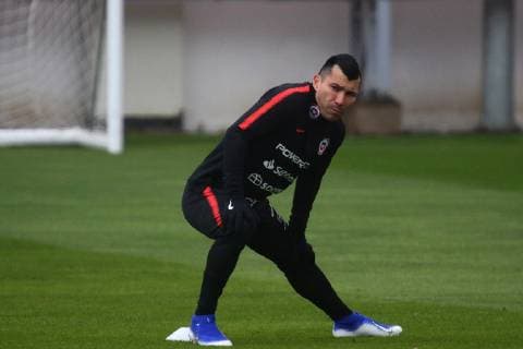 Fußball, Copa America, Nationalteam Chile Training Santiago, 31 de mayo de 2019 Futbol, entrenamiento seleccion chilena Los jugadores de la seleccion chilena son fotografiados durante el entrenamiento en Juan Pinto Duran, Santiago, Chile. 31 05 2019 Javier Salvo Photosport Football, Chile team training Chile team players are pictured during training at the Juan Pinto Duran, Santiago, Chile 31 05 2019 Javier Salvo Photosport Entrenamiento Seleccion Chilena 31 05 19 