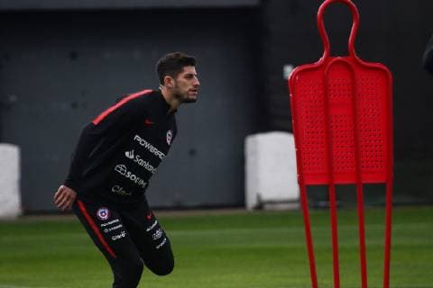 Fußball, Copa America, Nationalteam Chile Training Santiago, 31 de mayo de 2019 Futbol, entrenamiento seleccion chilena Los jugadores de la seleccion chilena son fotografiados durante el entrenamiento en Juan Pinto Duran, Santiago, Chile. 31 05 2019 Javier Salvo Photosport Football, Chile team training Chile team players are pictured during training at the Juan Pinto Duran, Santiago, Chile 31 05 2019 Javier Salvo Photosport Entrenamiento Seleccion Chilena 31 05 19 