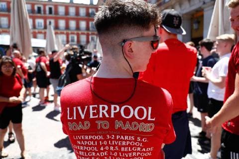 May 31, 2019 - Madrid, MADRID, SPAIN - MADRID, SPAIN - MAY 31: Liverpool and TottenhamÃ¢â‚¬â ¢s fans are seen in Madrid on the eve of the final of the Champions League on May 31, 2019 in Madrid, Spain. FOOTBALL - CHAMPIONS LEAGUE - LIVERPOOL V TOTTENHAM - FANS - ZUMAa181 20190531_zaa_a181_200 Copyright: xAFP7x