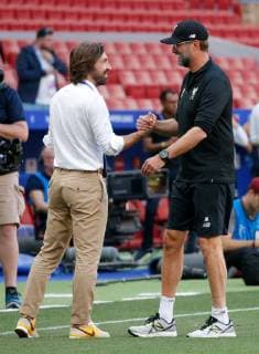 SOCCER - CL, Tottenham vs Liverpool MADRID,SPAIN,31.MAY.19 - SOCCER - UEFA Champions League, final, Tottenham Hotspur vs Liverpool FC, preview, training Liverpool. Image shows Andrea Pirlo and headcoach Juergen Klopp (Liverpool). GEPAxpictures xDavidxRodriguez