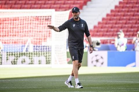 31 05 2019, xkvx, Football UEFA Champions League Final, Tottenham Hotspur FC Liverpool Training and PK emspor, v l Head Coach Coach Juergen Klopp FC Liverpool DFL DFL REGULATIONS PROHIBIT ANY USE OF PHOTOGRAPHS as IMAGE SEQUENCES and or QUASI VIDEO Madrid