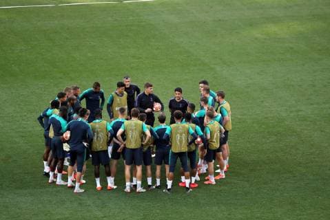 Tottenham players attend a team s training session at the Wanda Metropolitano stadium in Madrid, Spain, 31 May 2019. Tottenham Hotspur will face Liverpool FC in the 2019 UEFA Champions League final at the Wanda Metropolitano stadium in Madrid, Spain, on 01 June 2019. UCL Final 2019 - Tottenham Hotspur training !ACHTUNG: NUR REDAKTIONELLE NUTZUNG!  Copyright: xJuanjoxMartinx GRAF1566 20190531-636949306851884330