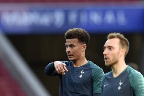May 31, 2019 - Madrid, Spain - Dele Alli of Tottenham Hotspur FC and Christian Eriksen of Tottenham Hotspur FC during the training session ahead UEFA Champions League Final 2019 match between Tottenham Hotspur and Liverpool at Wanda Metropolitano Stadium, Madrid, Spain on 31 May 2019. Tottenham Hotspur Training Session ahead Uefa Champions League Final  - ZUMAn230 20190531_zaa_n230_639 Copyright: xGiuseppexMaffiax