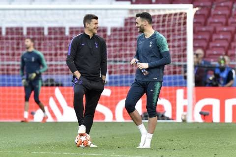 May 31, 2019 - Madrid, Spain - Head Coach Mauricio Pochettino of Tottenham Hotspur FC and Hugo Lloris of Tottenham Hotspur FC during the training session ahead UEFA Champions League Final 2019 match between Tottenham Hotspur and Liverpool at Wanda Metropolitano Stadium, Madrid, Spain on 31 May 2019. Tottenham Hotspur Training Session ahead Uefa Champions League Final  - ZUMAn230 20190531_zaa_n230_641 Copyright: xGiuseppexMaffiax